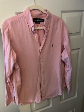 Ralph Lauren Pink Button-Down Oxford Shirt with Polo Logo